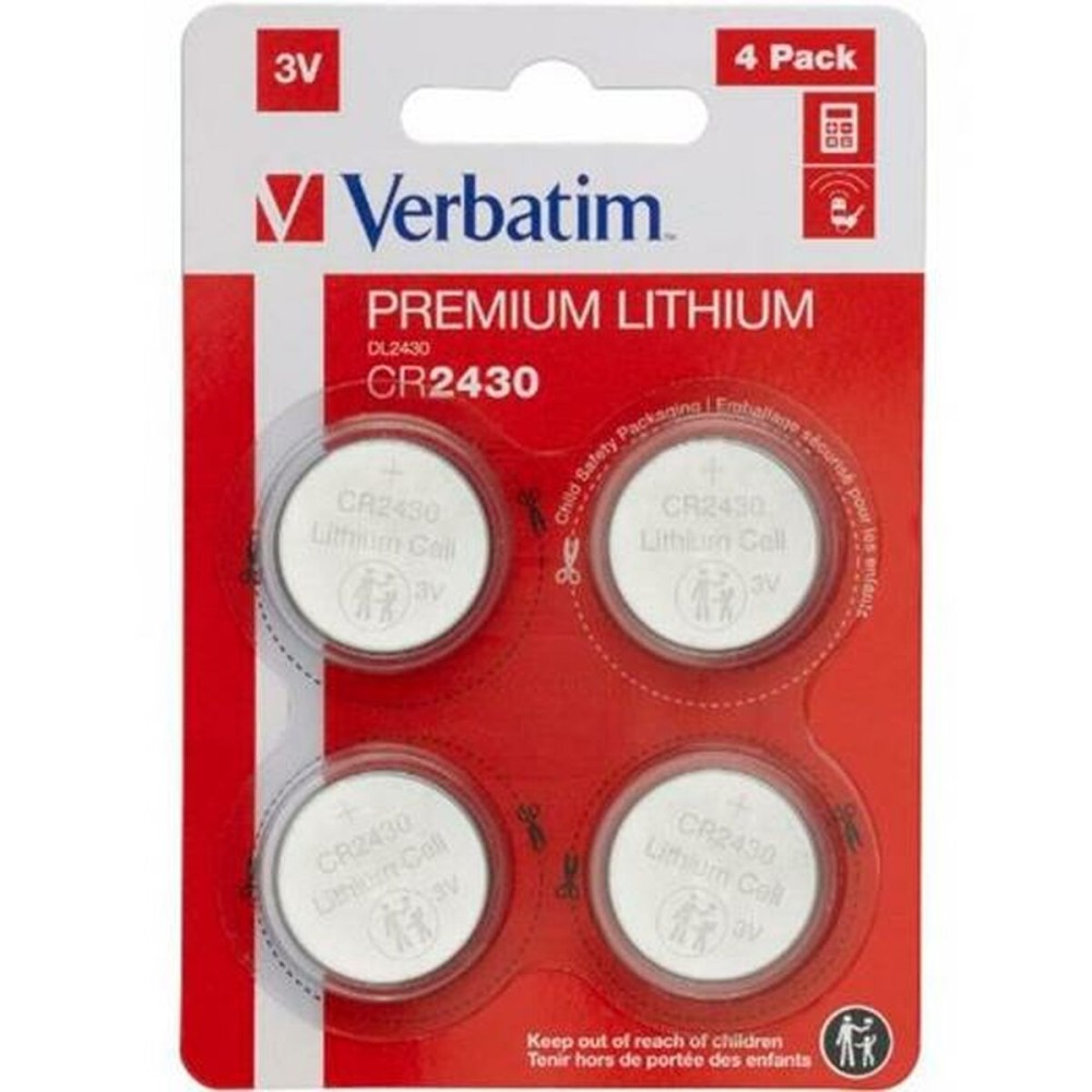 Piles Bouton au Lithium Verbatim 3 V CR2430 4 Pièces (20 Unités)