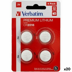 Piles Bouton au Lithium Verbatim 3 V CR2016 4 Pièces (20 Unités)