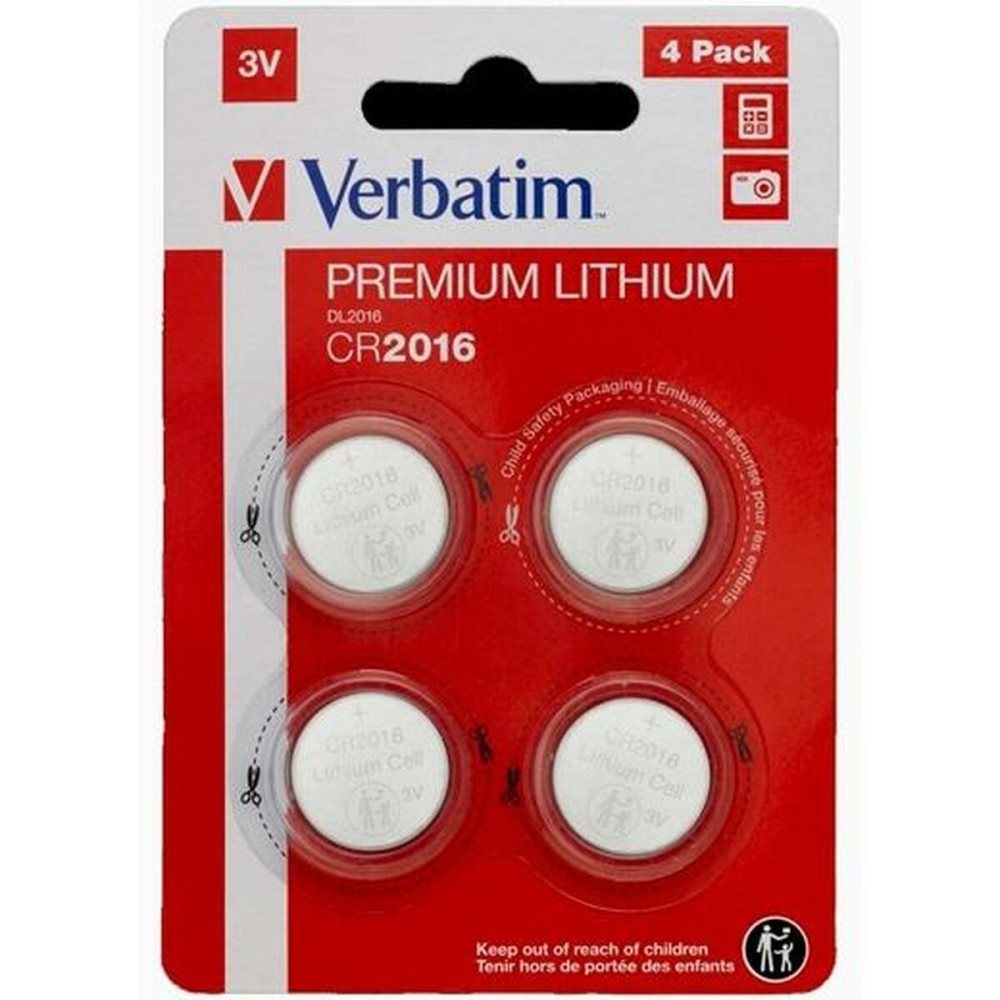 Piles Bouton au Lithium Verbatim 3 V CR2016 4 Pièces (20 Unités)