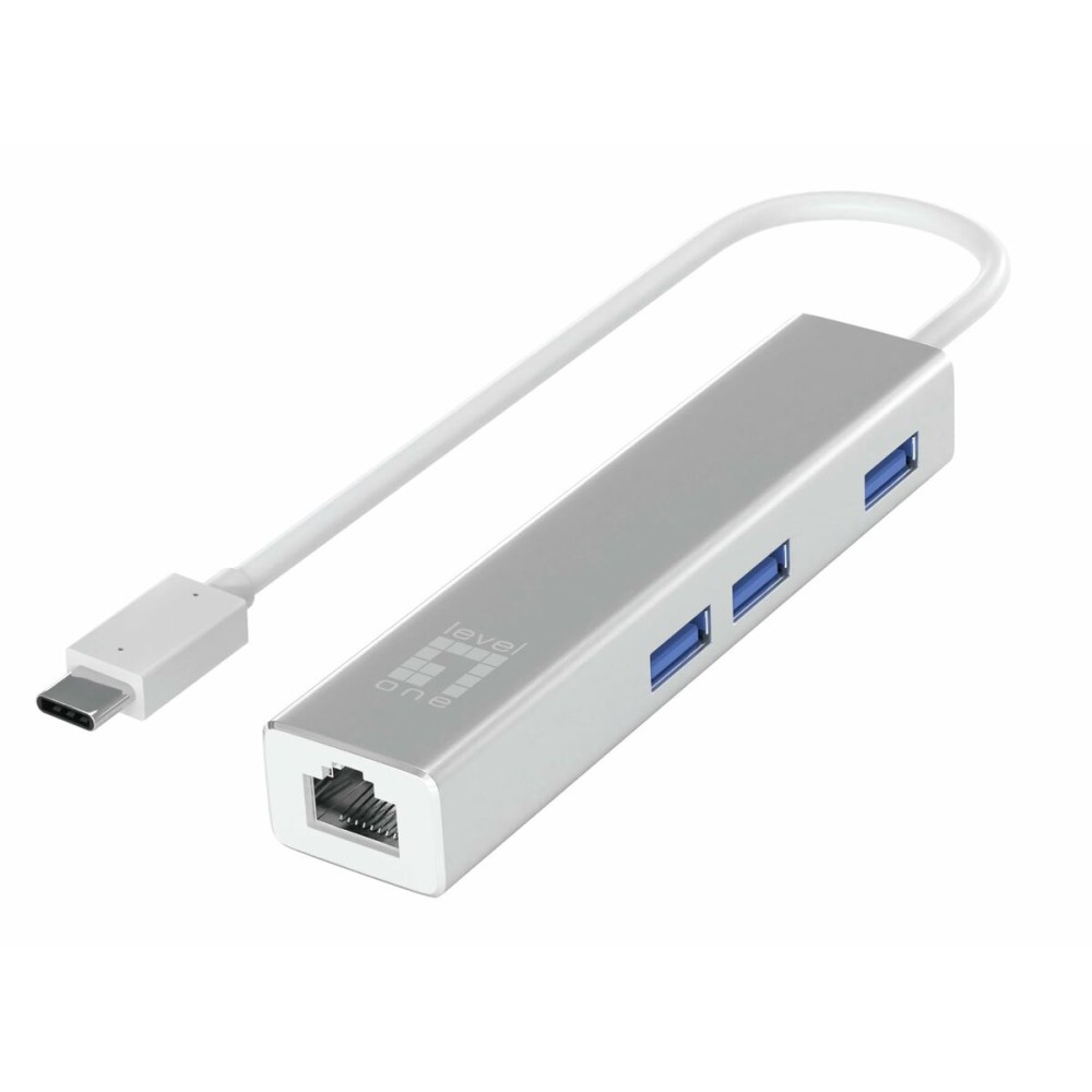 Hub USB Level One USB-0504 Noir Argenté