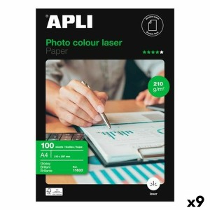 Glossy Photo Paper Apli Clour Laser A4 100 Sheets (9Units)