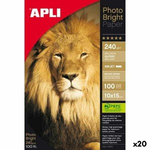 Glossy Photo Paper Apli PHOTO BRIGHT 100 Sheets 10 x 15 cm (20 Units)