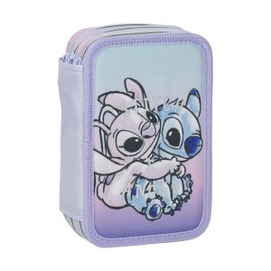 Doppel-Federtasche Stitch Lila 12,5 x 6,5 x 19,5 cm