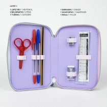 Doppel-Federtasche Stitch Lila 12,5 x 6,5 x 19,5 cm