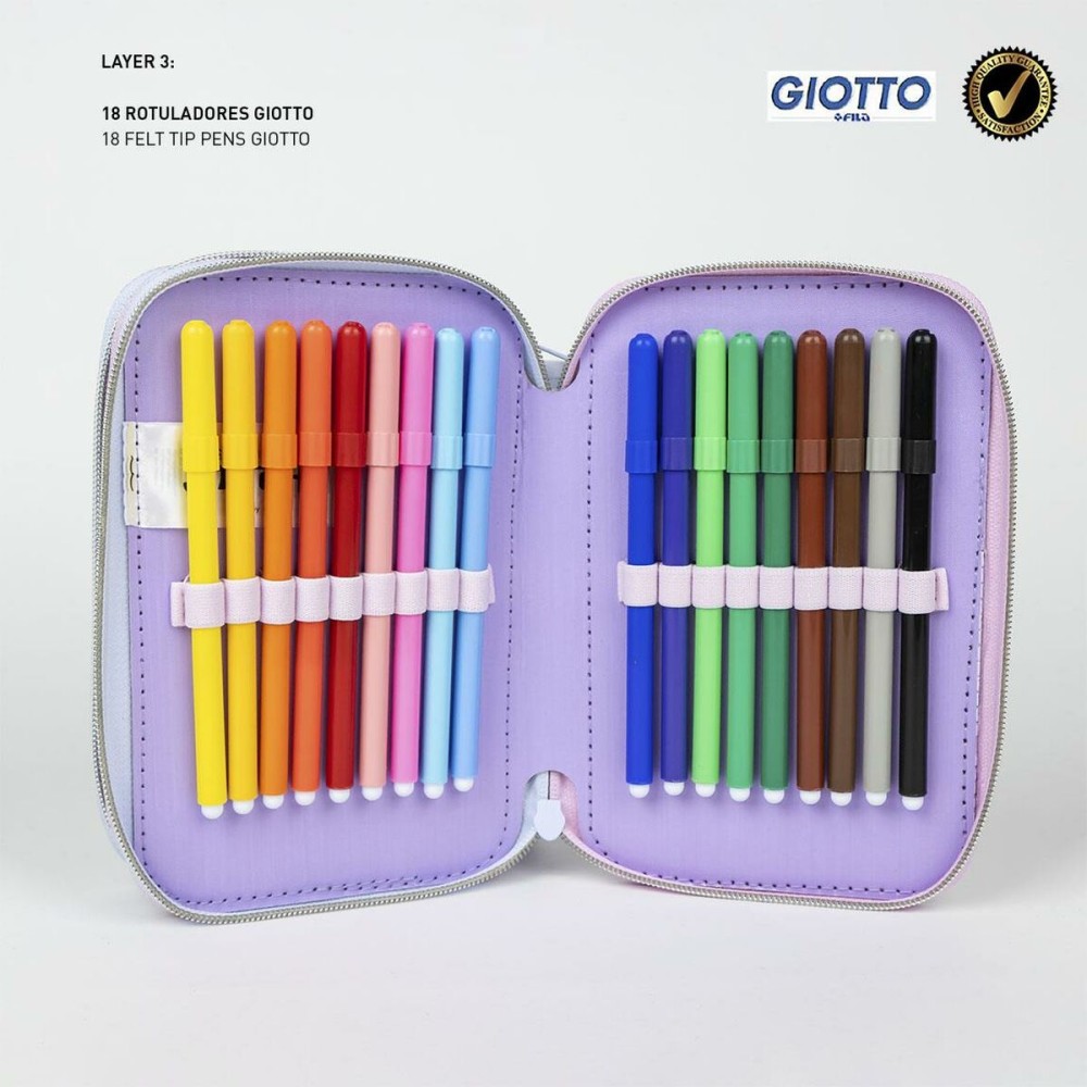 Doppel-Federtasche Stitch Lila 12,5 x 6,5 x 19,5 cm