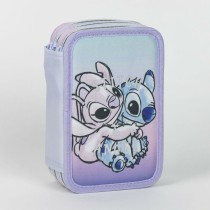 Doppel-Federtasche Stitch Lila 12,5 x 6,5 x 19,5 cm