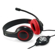 Kopfhörer mit Mikrofon Conceptronic CCHATSTARU2R Schwarz Rot 2 m