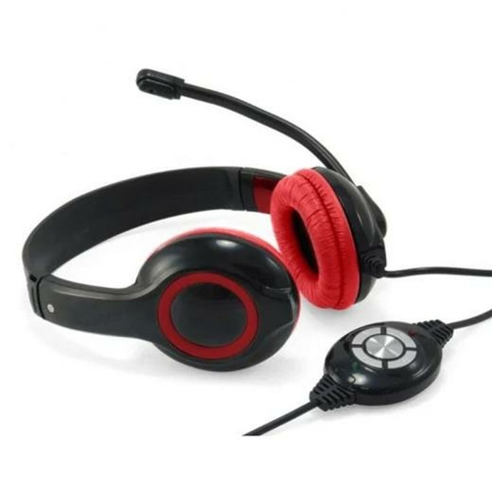 Kopfhörer mit Mikrofon Conceptronic CCHATSTARU2R Schwarz Rot 2 m