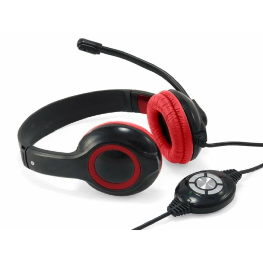 Kopfhörer mit Mikrofon Conceptronic CCHATSTARU2R Schwarz Rot 2 m