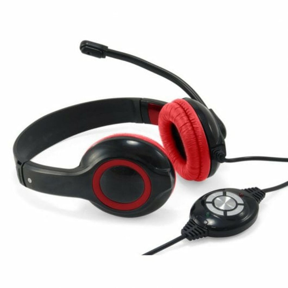 Kopfhörer mit Mikrofon Conceptronic CCHATSTARU2R Schwarz Rot 2 m