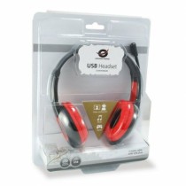 Kopfhörer mit Mikrofon Conceptronic CCHATSTARU2R Schwarz Rot 2 m