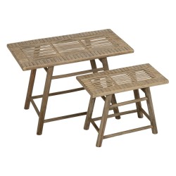 Side table Natural Bamboo 60 x 32 x 41 cm 42 x 21,5 x 32 cm 2 Pieces (2 Units)