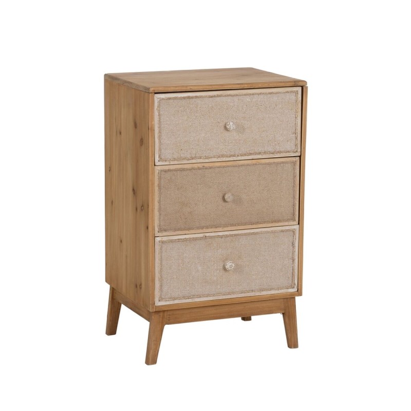 Nightstand GEREL Natural Fir wood MDF Wood Natural Fibre 46 x 37 x 76 cm