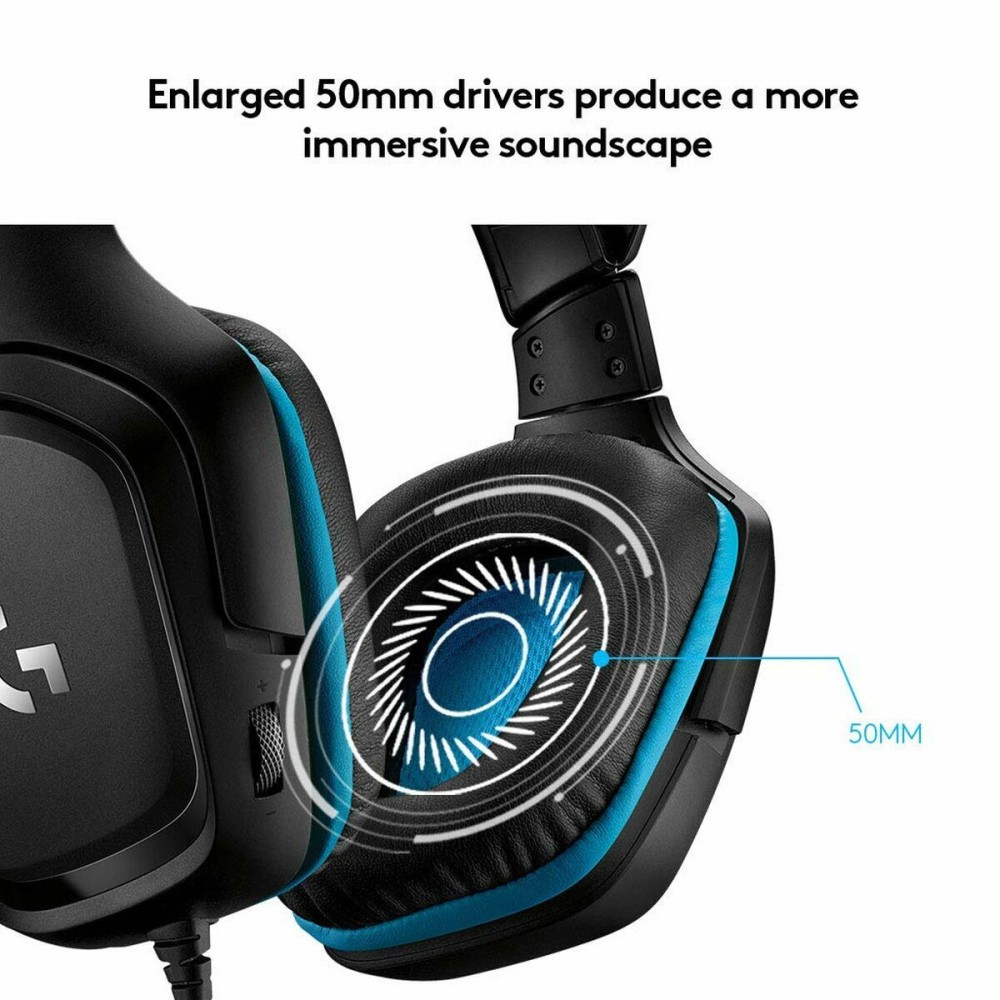 Gaming Headset mit Mikrofon Logitech 981-000770 Blau Schwarz