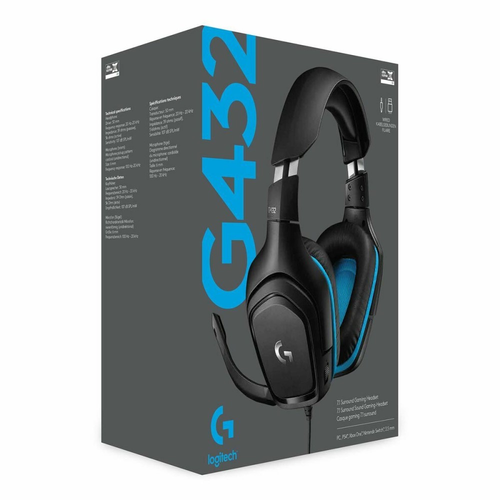 Gaming Headset mit Mikrofon Logitech 981-000770 Blau Schwarz