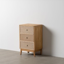 Nightstand GEREL Natural Fir wood MDF Wood Natural Fibre 46 x 37 x 76 cm