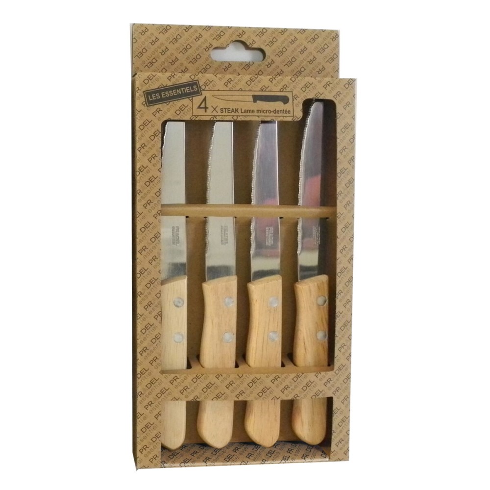 Steakmesser-Set Pradel essentiel Holz zweifarbig Metall 21 cm (4 Stück)