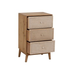 Nightstand GEREL Natural Fir wood MDF Wood Natural Fibre 46 x 37 x 76 cm