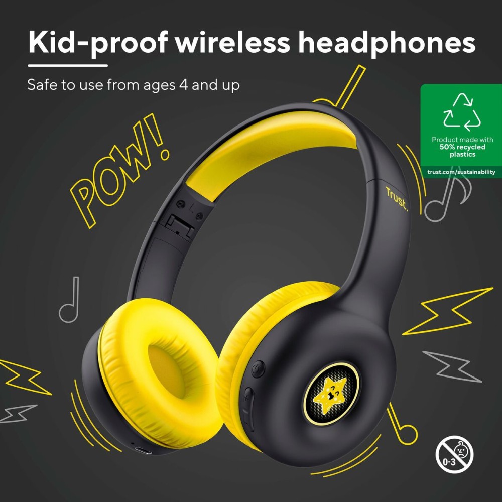 Oreillette Bluetooth Trust 25405 Jaune Noir