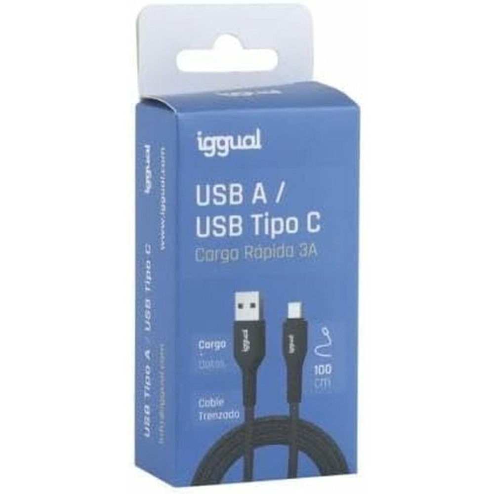 USB A zu USB-C-Kabel iggual IGG319888 Schwarz