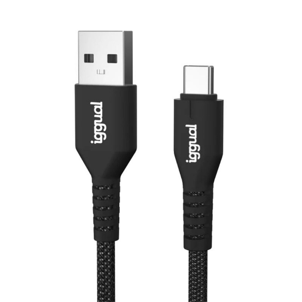 USB A zu USB-C-Kabel iggual IGG319888 Schwarz