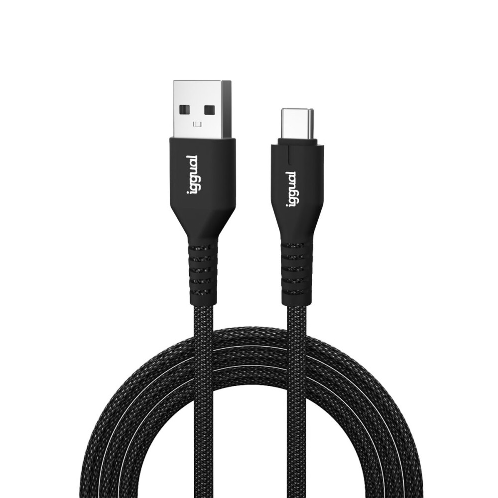 USB A zu USB-C-Kabel iggual IGG320006 Schwarz 1,8 m