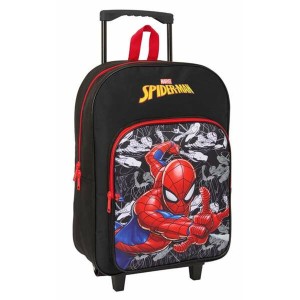 School Rucksack with Wheels Spider-Man Black Red 32 x 42 x 14 cm