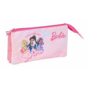 Dreifaches Mehrzweck-Etui Barbie Rosa 22 x 12 x 3 cm