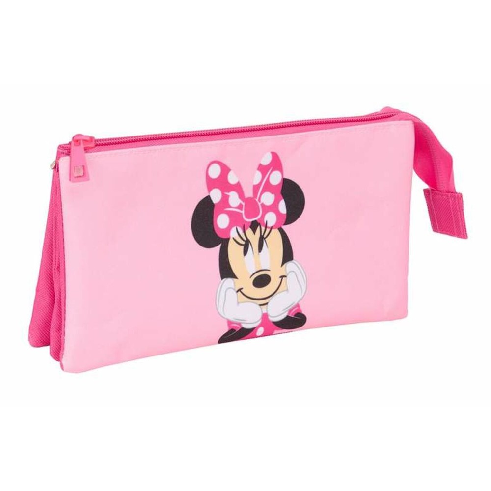 Dreifaches Mehrzweck-Etui Minnie Mouse Rosa 22 x 12 x 3 cm