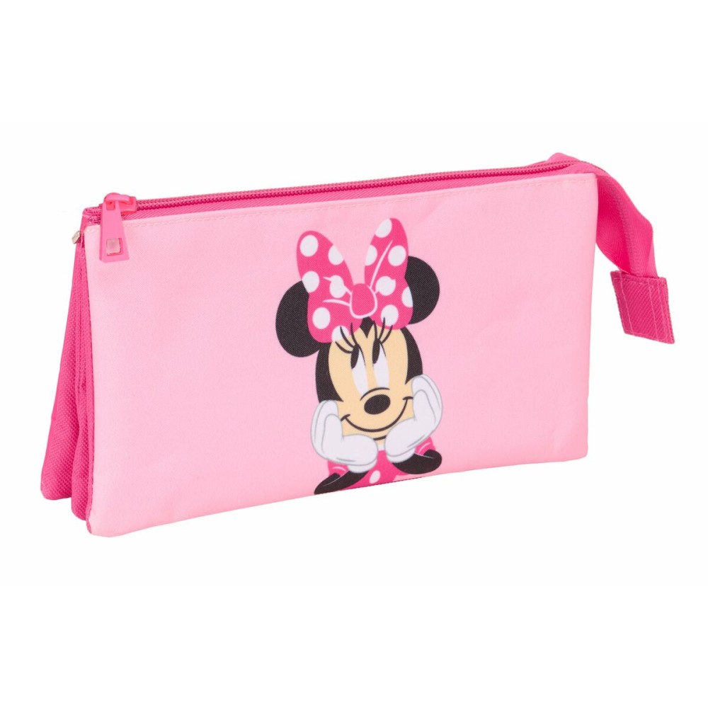Dreifaches Mehrzweck-Etui Minnie Mouse Rosa 22 x 12 x 3 cm