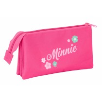 Dreifaches Mehrzweck-Etui Minnie Mouse Rosa 22 x 12 x 3 cm
