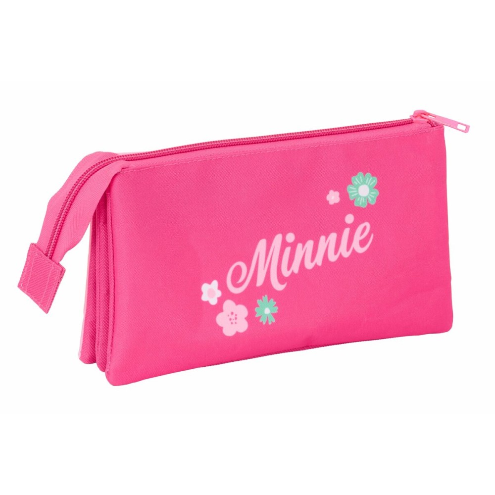 Dreifaches Mehrzweck-Etui Minnie Mouse Rosa 22 x 12 x 3 cm