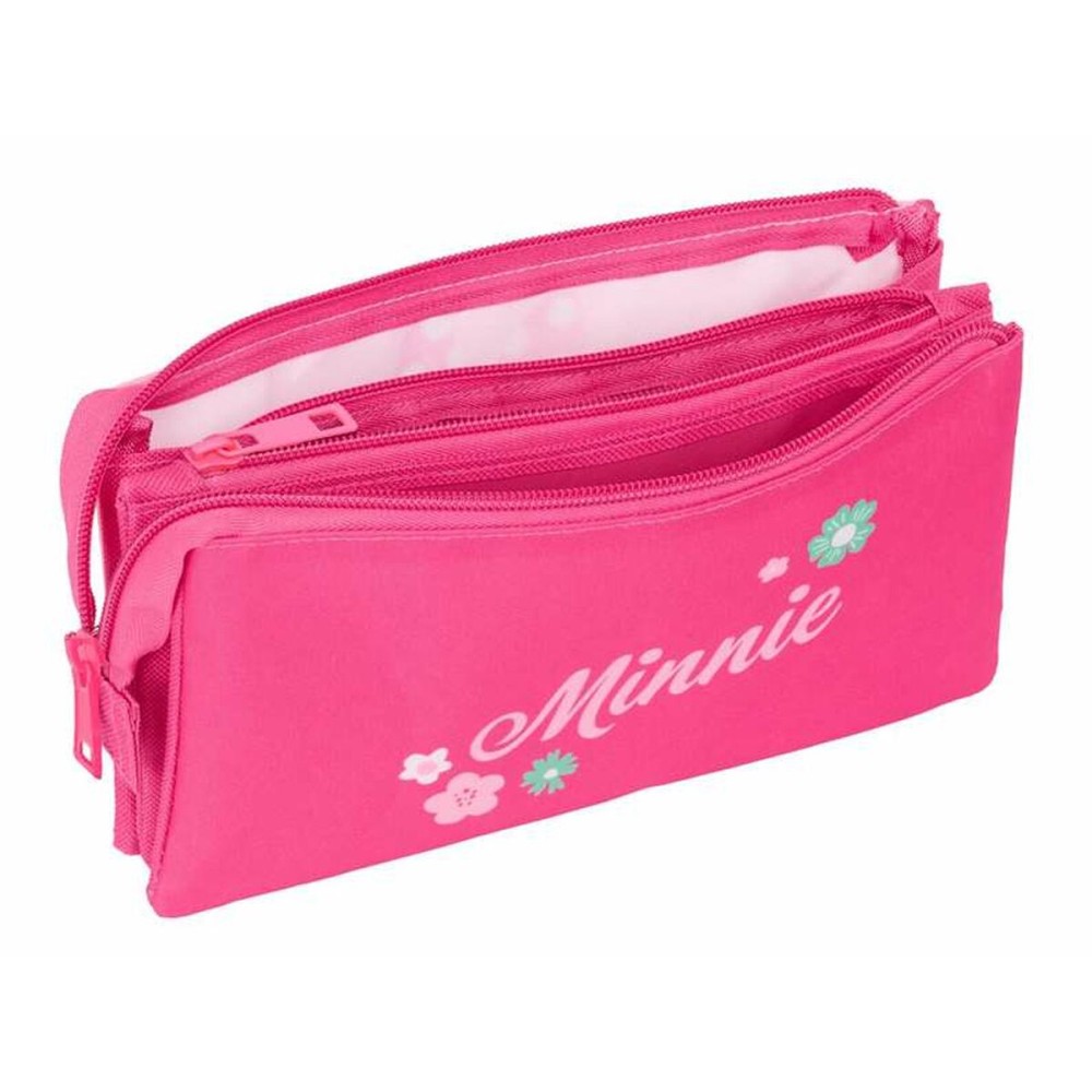 Dreifaches Mehrzweck-Etui Minnie Mouse Rosa 22 x 12 x 3 cm