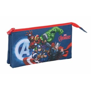 Trousse Fourre-Tout Triple The Avengers Blue marine 22 x 12 x 3 cm