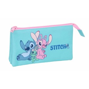 Dreifaches Mehrzweck-Etui Stitch Blau 22 x 12 x 3 cm