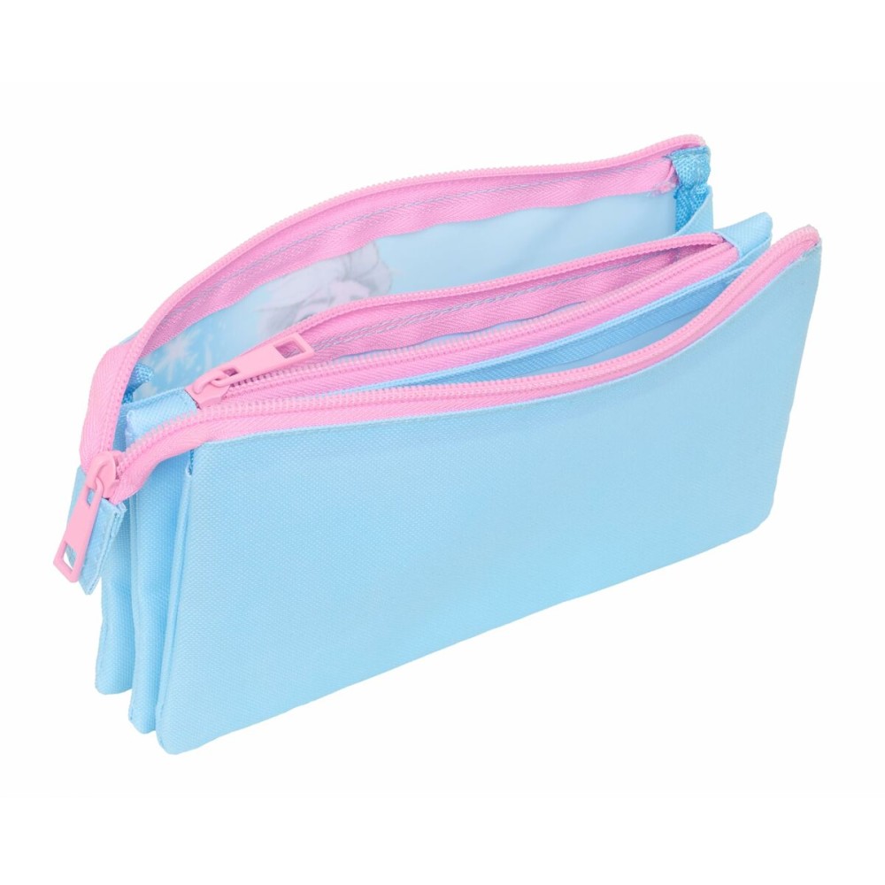 Dreifaches Mehrzweck-Etui Frozen Blau Rosa 22 x 12 x 3 cm