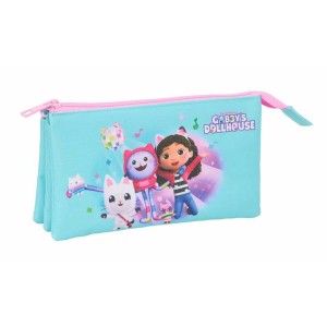 Dreifaches Mehrzweck-Etui Gabby's Dollhouse Blau 22 x 12 x 3 cm