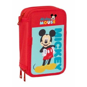 Dreifaches Federmäppchen Mickey Mouse Rot 12,5 x 19,5 x 5,5 cm 37 Stücke