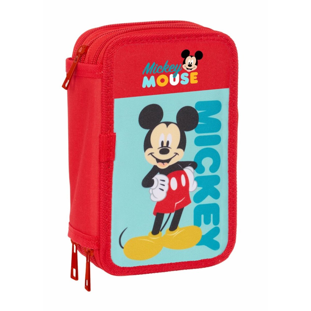 Dreifaches Federmäppchen Mickey Mouse Rot 12,5 x 19,5 x 5,5 cm 37 Stücke
