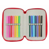 Triple Pencil Case Mickey Mouse Red 12,5 x 19,5 x 5,5 cm 37 Pieces