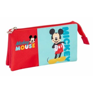 Dreifaches Mehrzweck-Etui Mickey Mouse Blau 22 x 12 x 3 cm