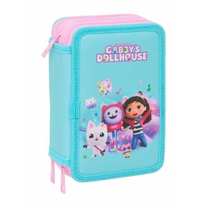 Dreifaches Federmäppchen Gabby's Dollhouse Blau 12,5 x 19,5 x 5,5 cm 37 Stücke