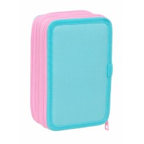 Triple Pencil Case Stitch Blue 12,5 x 19,5 x 5,5 cm 37 Pieces