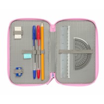 Triple Pencil Case Stitch Blue 12,5 x 19,5 x 5,5 cm 37 Pieces