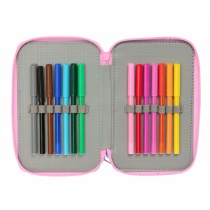 Triple Pencil Case Stitch Blue 12,5 x 19,5 x 5,5 cm 37 Pieces