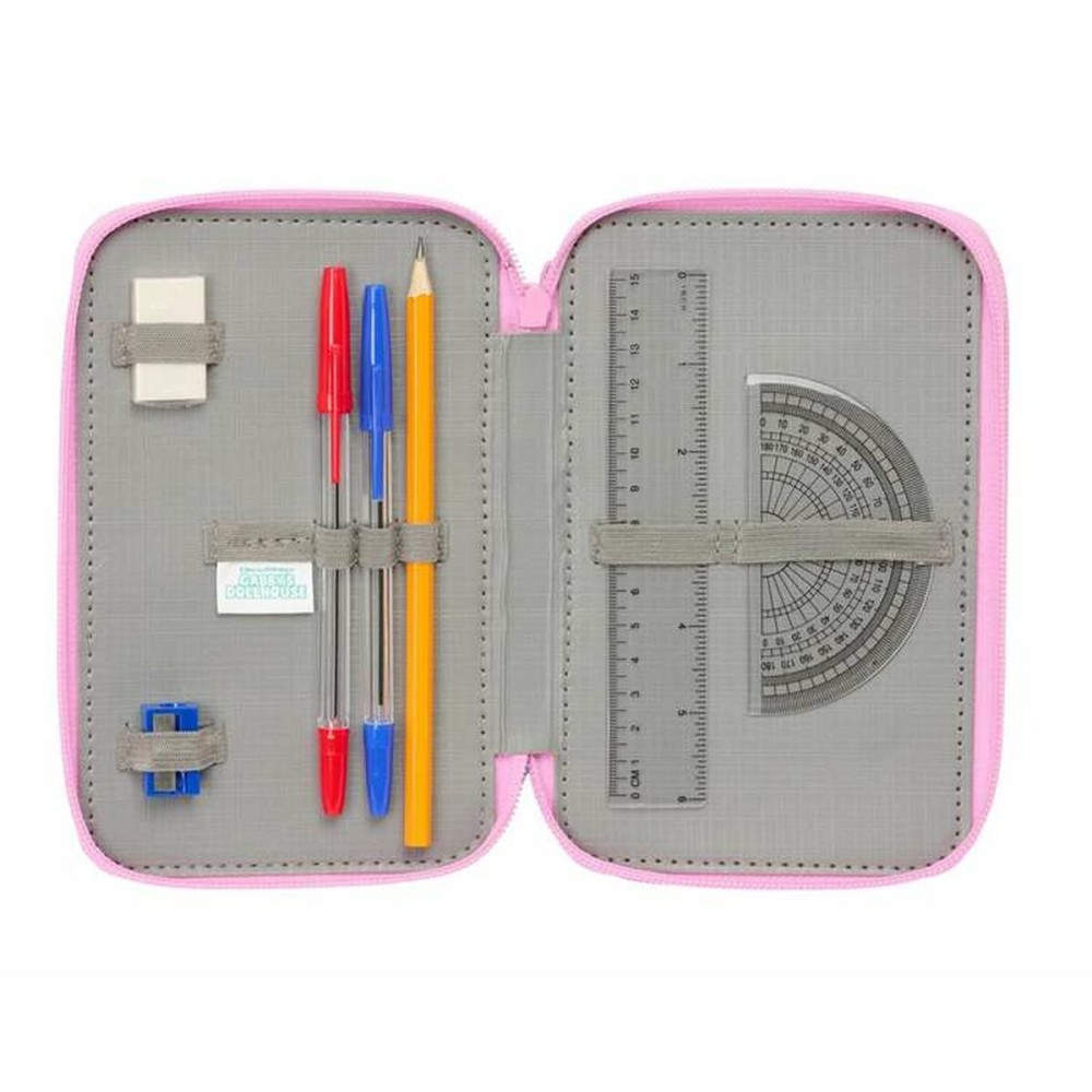 Triple Pencil Case Gabby's Dollhouse Blue 12,5 x 19,5 x 5,5 cm 37 Pieces