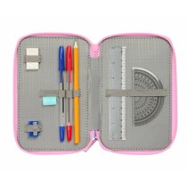 Triple Pencil Case Stitch Blue 12,5 x 19,5 x 5,5 cm 37 Pieces