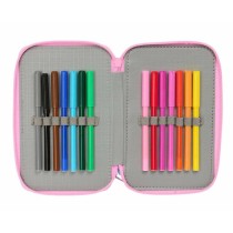 Triple Pencil Case Stitch Blue 12,5 x 19,5 x 5,5 cm 37 Pieces
