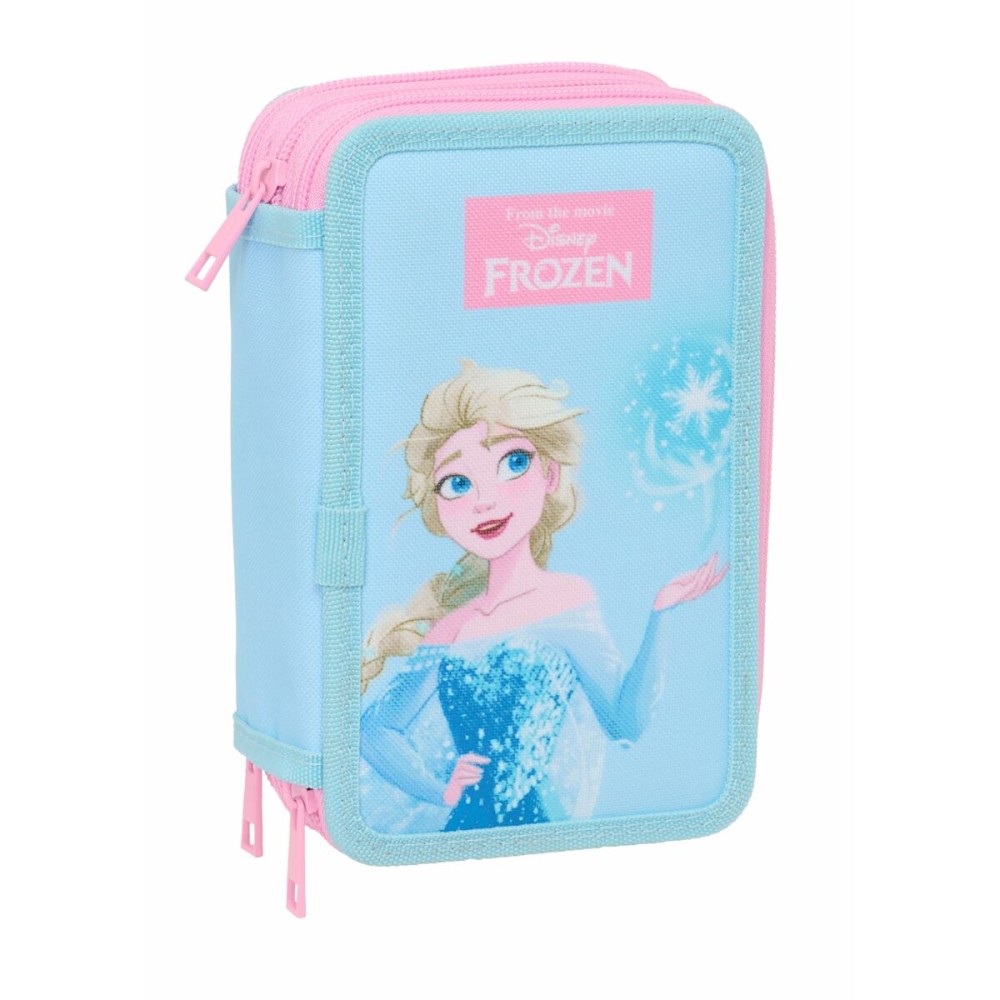 Dreifaches Federmäppchen Frozen Blau 12,5 x 19,5 x 5,5 cm 37 Stücke