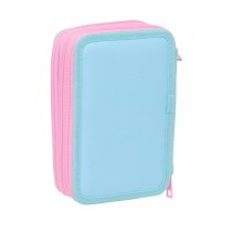 Dreifaches Federmäppchen Frozen Blau 12,5 x 19,5 x 5,5 cm 37 Stücke